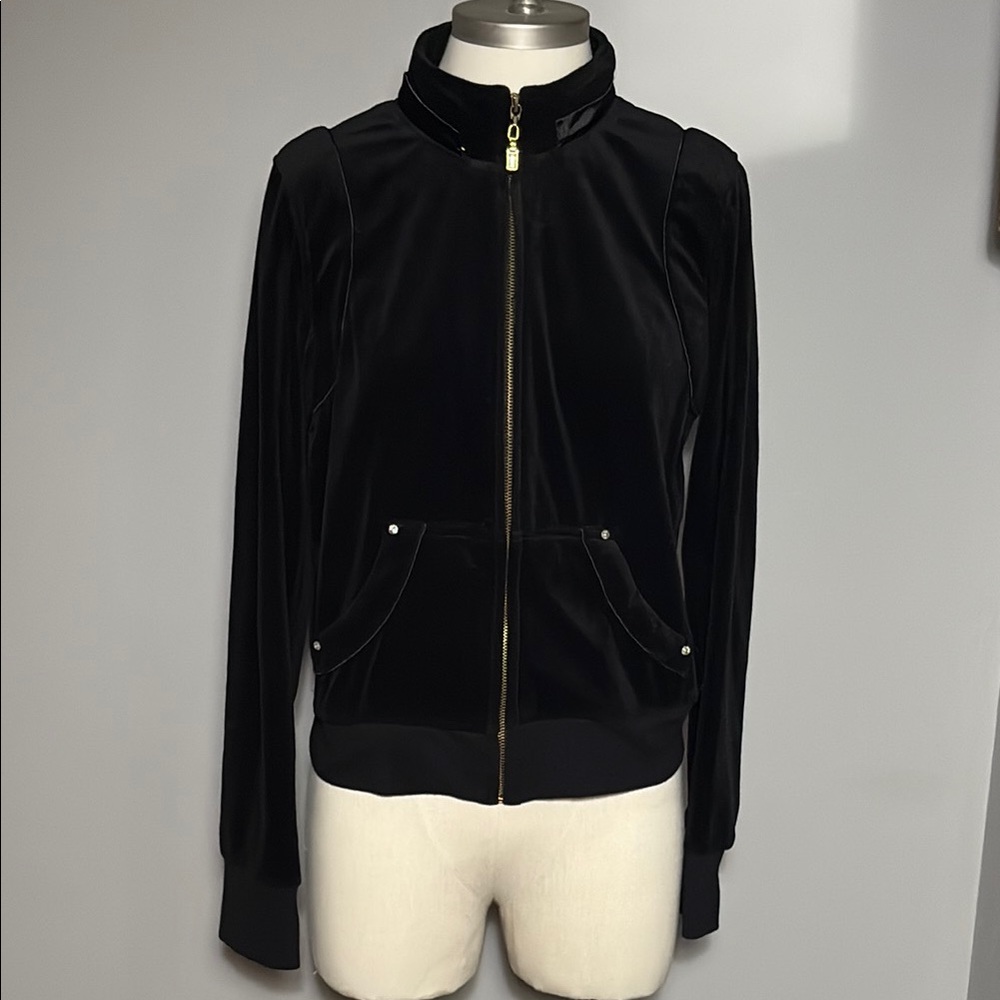 Baby Phat XL Black Velour Full Zip Track Jacket